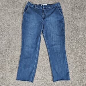 Frank & Eileen Jeans Womens 12 Blue Wicklow Italian Denim Crop Chinos Raw Hem